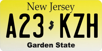 NJ license plate A23KZH
