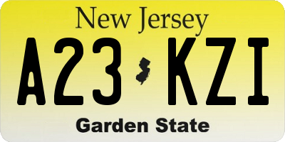 NJ license plate A23KZI