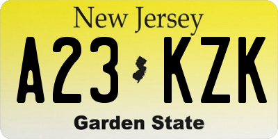NJ license plate A23KZK