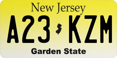 NJ license plate A23KZM