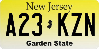 NJ license plate A23KZN