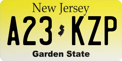 NJ license plate A23KZP