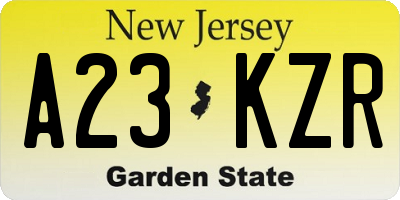 NJ license plate A23KZR