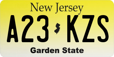 NJ license plate A23KZS