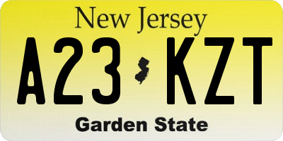 NJ license plate A23KZT