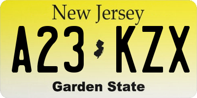 NJ license plate A23KZX