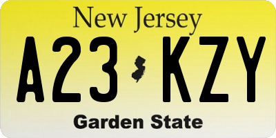 NJ license plate A23KZY