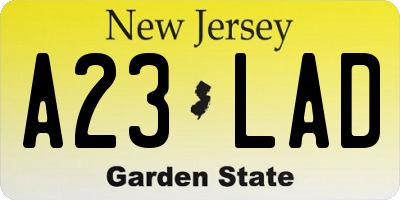 NJ license plate A23LAD
