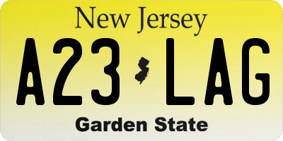 NJ license plate A23LAG