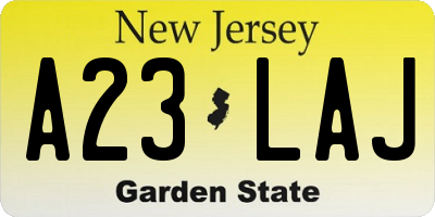 NJ license plate A23LAJ