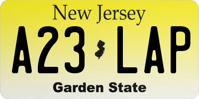NJ license plate A23LAP