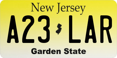 NJ license plate A23LAR