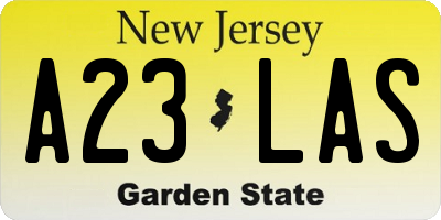 NJ license plate A23LAS