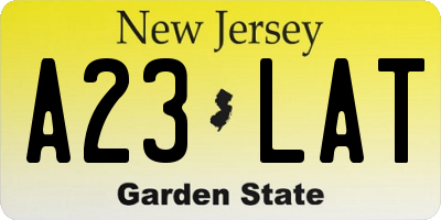 NJ license plate A23LAT