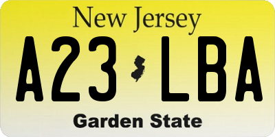 NJ license plate A23LBA