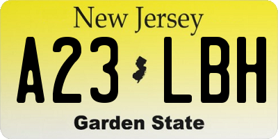 NJ license plate A23LBH