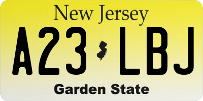 NJ license plate A23LBJ