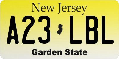 NJ license plate A23LBL