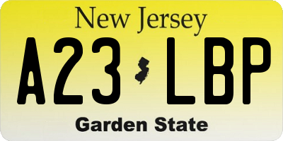 NJ license plate A23LBP