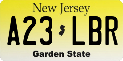 NJ license plate A23LBR