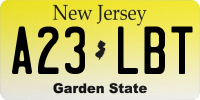 NJ license plate A23LBT