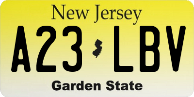 NJ license plate A23LBV