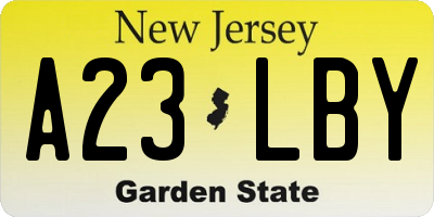 NJ license plate A23LBY