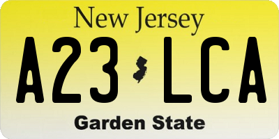NJ license plate A23LCA