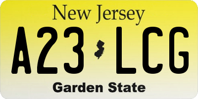 NJ license plate A23LCG