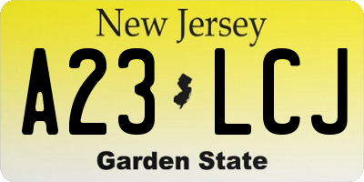 NJ license plate A23LCJ