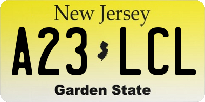 NJ license plate A23LCL
