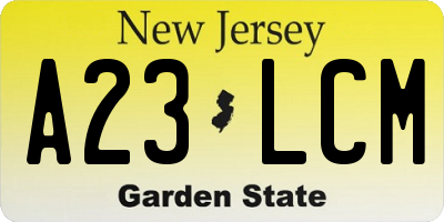 NJ license plate A23LCM