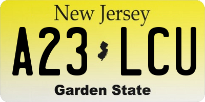 NJ license plate A23LCU