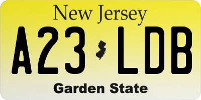 NJ license plate A23LDB