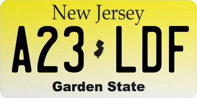 NJ license plate A23LDF