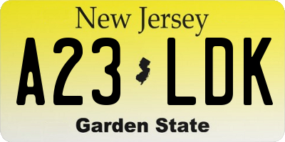 NJ license plate A23LDK