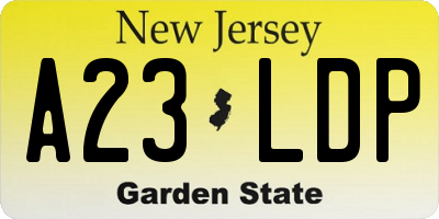 NJ license plate A23LDP