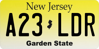 NJ license plate A23LDR