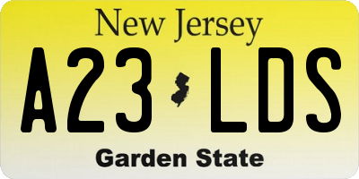 NJ license plate A23LDS