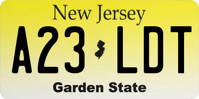 NJ license plate A23LDT