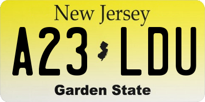 NJ license plate A23LDU