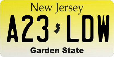 NJ license plate A23LDW