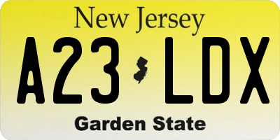 NJ license plate A23LDX