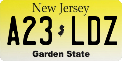 NJ license plate A23LDZ
