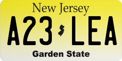 NJ license plate A23LEA