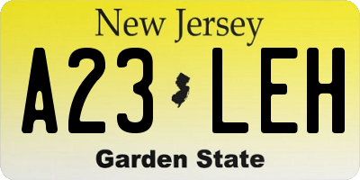 NJ license plate A23LEH