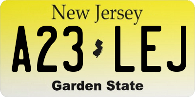 NJ license plate A23LEJ