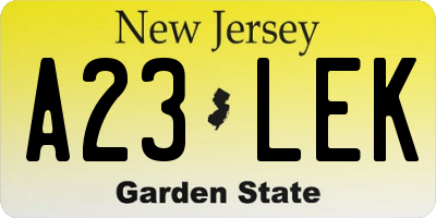 NJ license plate A23LEK
