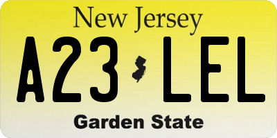 NJ license plate A23LEL