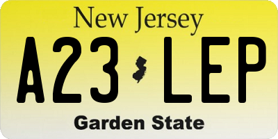 NJ license plate A23LEP
